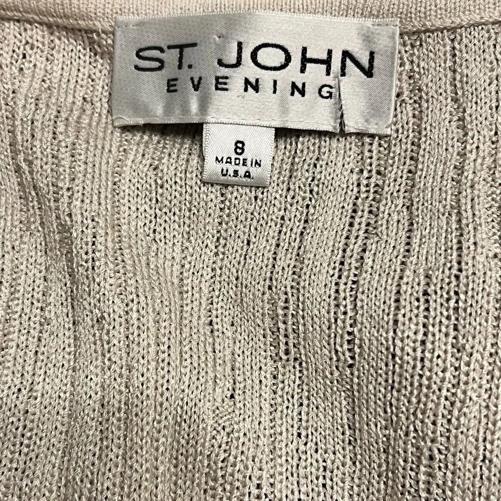 ST. JOHN EVENING Beige Cardigan Wool Blend Womens Size 8 - Picture 6 of 10